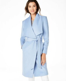 【送料無料】 コールハーン レディース コート アウター Women's Wool Blend Belted Wrap Coat Ice Blue