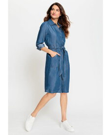 【送料無料】 オルセン レディース ワンピース トップス Denim Shirt Dress with Belt & Roll Tab Sleeve Detail Blue denim