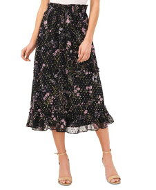 【送料無料】 セセ レディース スカート ボトムス Women's Floral-Print Smocked-Waist Tiered Midi Skirt Rich Black