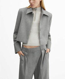 【送料無料】 マンゴ レディース ジャケット・ブルゾン アウター Women's Cropped Suit Jacket Gray
