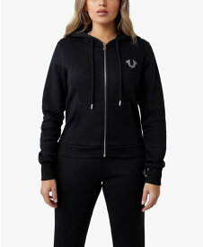 【送料無料】 トゥルーレリジョン レディース パーカー・スウェット フーディー アウター Women's Crystal Horseshoe Classic Zip Hoodie Jet Black