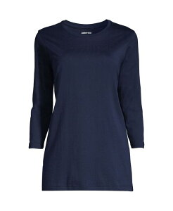 �����Y�G���h ���f�B�[�X �g�b�v�X �V���c �g�[�� �R�b�g�� Lands' End Women's Tall 3/4 Sleeve Cotton Supima Tunic Radiant navy �l�C�r�[