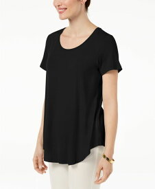 【送料無料】 ジェイエムコレクション レディース シャツ トップス Women's Short Sleeve Scoop-Neck T-Shirt Deep Black