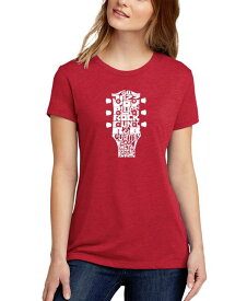 【送料無料】 エルエーポップアート レディース シャツ トップス Women's Premium Blend Word Art Guitar Head Music Genres T-shirt Red