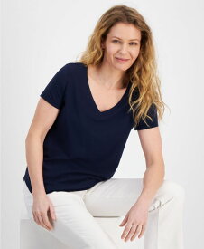 【送料無料】 スタイルアンドコー レディース シャツ トップス Women's Perfect V-Neck T-Shirt Industrial Blue