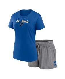【送料無料】 ファナティクス レディース ナイトウェア アンダーウェア Women's Blue Gray St. Louis Blues Script T-shirt and Shorts Set Blue Gray