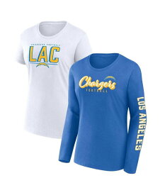 【送料無料】 ファナティクス レディース シャツ トップス Women's Powder Blue White Los Angeles Chargers Two-Pack Combo Cheerleader&nbsp;T-shirt Set Powder Blue White