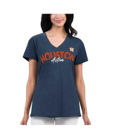 【送料無料】 ジースリー フォーハー バイ カール バンクス レディース Tシャツ トップス Women's Navy Distressed Houston Astros Key Move V-Neck T-shirt Navy