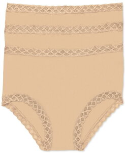 �i�g�� ���f�B�[�X �A���_�[�E�F�A �p���c ���[�X�g���� ���[�X Natori Bliss Lace Trim High Rise Brief Underwear 3-Pack 755058MP Cafe