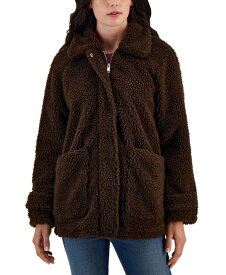 【送料無料】 コーヒーショップ レディース ジャケット・ブルゾン アウター Juniors' Collared Zip-Front Fleece Coat Chocolate