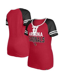 【送料無料】 ニューエラ レディース Tシャツ トップス Women's Cardinal Arizona Cardinals Raglan Lace-Up T-shirt Cardinal