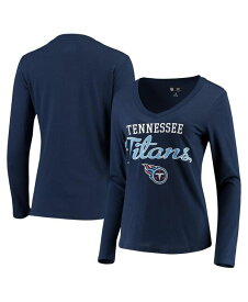 【送料無料】 ジースリー フォーハー バイ カール バンクス レディース Tシャツ トップス Women's Navy Tennessee Titans Post Season Long Sleeve V-Neck T-shirt Navy