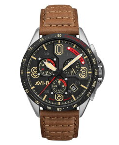 �A���B�G�C�g �����Y �A�N�Z�T���[ �r���v ���U�[ AVI-8 Men's P-51 Mustang Blakeslee Chronograph Bronze Oak Brown Genuine Leather Strap Watch 43mm Brown �u���E��