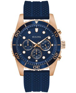 uo Y ANZT[ rv Bulova Men's Chronograph Classic Navy Silicone Strap Watch 43mm Blue u[