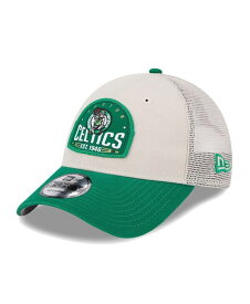 【送料無料】 ニューエラ メンズ 帽子 アクセサリー Men's Khaki Kelly Green Boston Celtics Throwback Patch Trucker 9FORTY Adjustable Hat Khaki Kelly Green