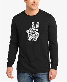 【送料無料】 エルエーポップアート メンズ Tシャツ トップス Men's Word Art Long Sleeve Peace Out T-shirt Black