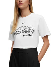 【送料無料】 ヒューゴボス メンズ Tシャツ トップス BOSS X Keith Haring Gender-Neutral T-shirt White