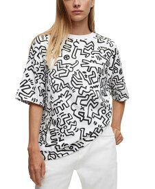【送料無料】 ヒューゴボス メンズ Tシャツ トップス BOSS X Keith Haring Gender-Neutral Graphic T-shirt White