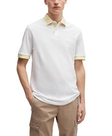 【送料無料】 ヒューゴボス メンズ ポロシャツ トップス Men's Patterned Trims Polo Shirt White