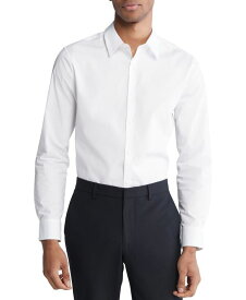 【送料無料】 カルバンクライン メンズ シャツ トップス Men's Slim Fit Long Sleeve Solid Button-Front Shirt Brilliant White