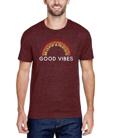 【送料無料】 エルエーポップアート メンズ Tシャツ トップス Men's Premium Blend Word Art Good Vibes T-shirt Burgundy