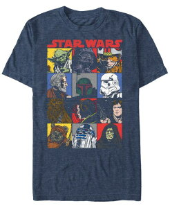 �t�B�t�X�T�� �����Y �g�b�v�X T�V���c Fifth Sun Star Wars Men's Classic Comic Character Squares Short Sleeve T-Shirt Navy Heather �w�U�[
