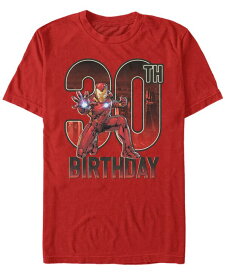 【送料無料】 フィフスサン メンズ Tシャツ トップス Men's Marvel Iron Man 30th Birthday Action Pose Short Sleeve T-Shirt Red