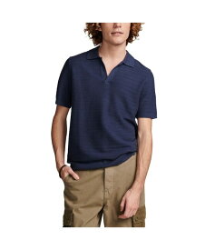 【送料無料】 ラッキーブランド メンズ ポロシャツ トップス Men's Crochet Johnny Collar Short Sleeve Polo Shirt Dark Denim