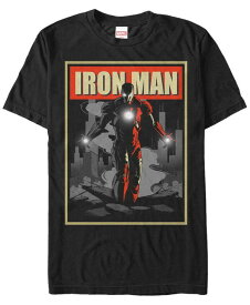 【送料無料】 フィフスサン メンズ Tシャツ トップス Marvel Men's Comic Collection Vintage Iron Man Poster Short Sleeve T-Shirt Black