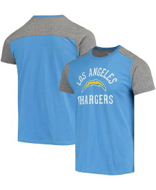 【送料無料】 マジェスティック メンズ Tシャツ トップス Men's Powder Blue Gray Los Angeles Chargers Field Goal Slub T-shirt Powder Blue Gray
