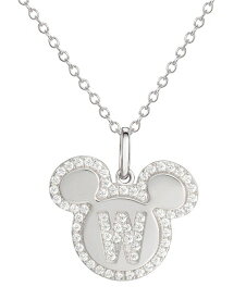 【送料無料】 ディズニー レディース ネックレス・チョーカー・ペンダントトップ アクセサリー Mickey Mouse Cubic Zirconia Initial Pendant 18" Necklace in Sterling Silver W