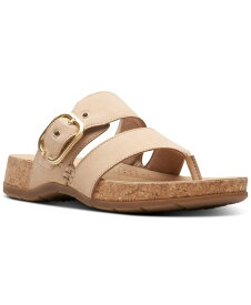 【送料無料】 クラークス レディース サンダル シューズ Reileigh Park Double Strap Thong Sandals Beige Nubuck