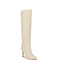 【送料無料】 ナインウェスト レディース パンプス シューズ Women's Sancha Almond Toe Stiletto Heel Dress Wide Calf Boots Cream Leather