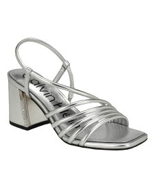 【送料無料】 カルバンクライン レディース サンダル シューズ Women's Holand Strappy Block Heel Dress Sandals Silver