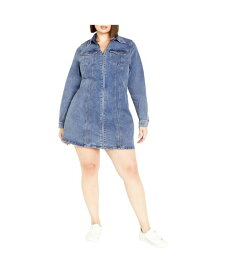 【送料無料】 シティーシック レディース ワンピース トップス Plus Size Oaklyn Dress Mid denim