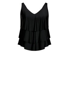 【送料無料】 アベニュー レディース トップのみ 水着 Plus Size V Tiered Tankini Top Black