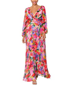 【送料無料】 ベッツィアンドアダム レディース ワンピース トップス Women's Printed V-Neck Long-Sleeve Dress Multi