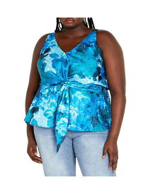 【送料無料】 シティーシック レディース シャツ トップス Plus Size Serena Print Top Blue beauty