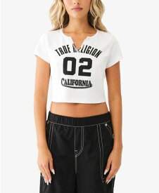 【送料無料】 トゥルーレリジョン レディース シャツ トップス Women's Logo Notch Crop T-shirt Optic White