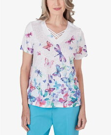 【送料無料】 アルフレッド ダナー レディース シャツ トップス Women's Summer Breeze Butterfly Border Shirt Sleeve Top Multi