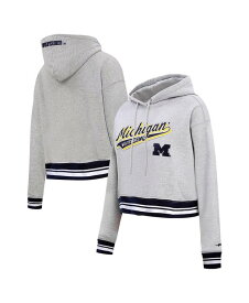 【送料無料】 プロスタンダード レディース パーカー・スウェット フーディー アウター Women's Heather Gray Michigan Wolverines Script Tail Fleece Cropped Pullover Hoodie Heather Gray