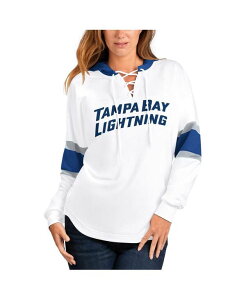 W[X[ tH[n[ oC J[ oNX fB[X gbvX TVc [X p[J[ G-III 4Her by Carl Banks Women's White Blue Tampa Bay Lightning Goal Zone Long Sleeve Lace-Up Hoodie T-shirt White Blue zC