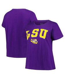 【送料無料】 プロファイル レディース Tシャツ トップス Women's Purple LSU Tigers Plus Size Arch Over Logo Scoop Neck T-shirt Purple