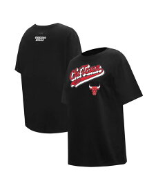 【送料無料】 プロスタンダード レディース Tシャツ トップス Women's Black Chicago Bulls Script Boyfriend T-shirt Black