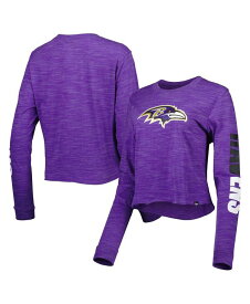 【送料無料】 ニューエラ レディース Tシャツ トップス Women's Purple Baltimore Ravens Crop Long Sleeve T-shirt Purple