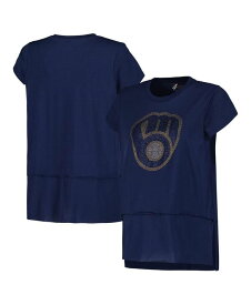 【送料無料】 ジースリー フォーハー バイ カール バンクス レディース Tシャツ トップス Women's Navy Milwaukee Brewers Cheer Fashion T-shirt Navy