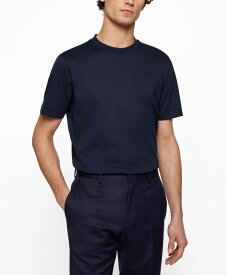 【送料無料】 ヒューゴボス メンズ Tシャツ トップス Men's Cotton-Jersey T-shirt Dark Blue