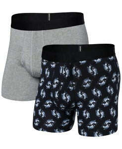 �T�b�N�X �����Y �A���_�[�E�F�A �{�N�T�[�p���c �X�����t�B�b�g �R�b�g�� SAXX Men's DropTemp Cooling Cotton Slim Fit Boxer Briefs 2PK ANGLER WRANGLER/DARK GREY HEATHER �O���[