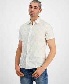 【送料無料】 ゲス メンズ シャツ トップス Men's Regular-Fit Mosaic Embroidery Shirt NEUTRAL SAND MULTI