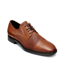 【送料無料】 カール ラガーフェルド メンズ オックスフォード シューズ Men's Leather Cap Toe Derby Lace-Up Shoes Cognac